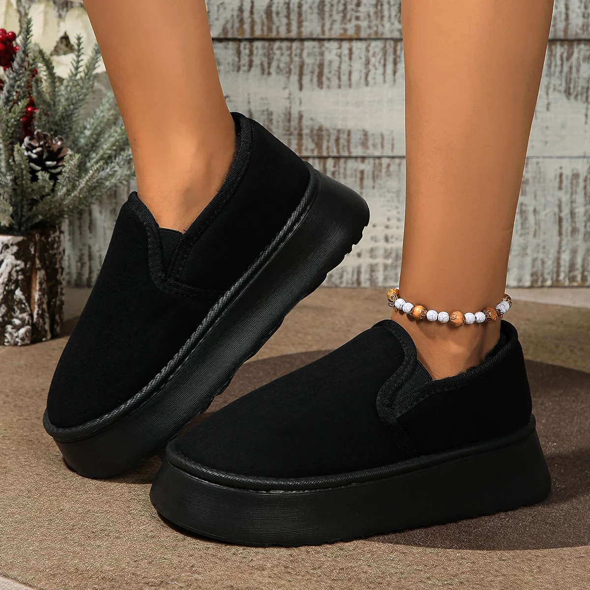 Slip-on dames snowboots met fleece voering, warm en comfortabel voor de winter, gemakkelijk aan en uit te trekken, houdt je voeten warm. — foto 8