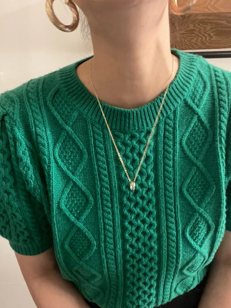 Title 6, Womens Puff Sleeve Short Knitted Sweater