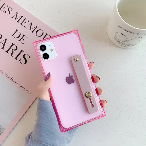 Title 1, Square Transparent Wrist Strap Phone Case for 1...