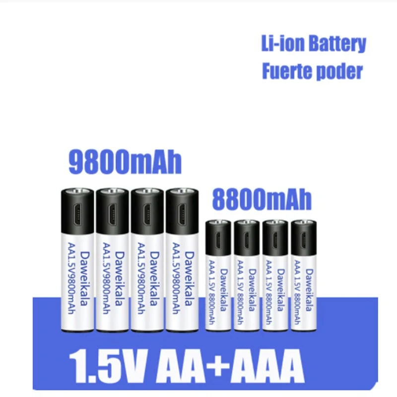 Title 5, New 15V AA AAA USB Rechargeable Battery Univers...