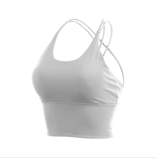 Title 6, Thin straps yoga gather bra provides comfort an...