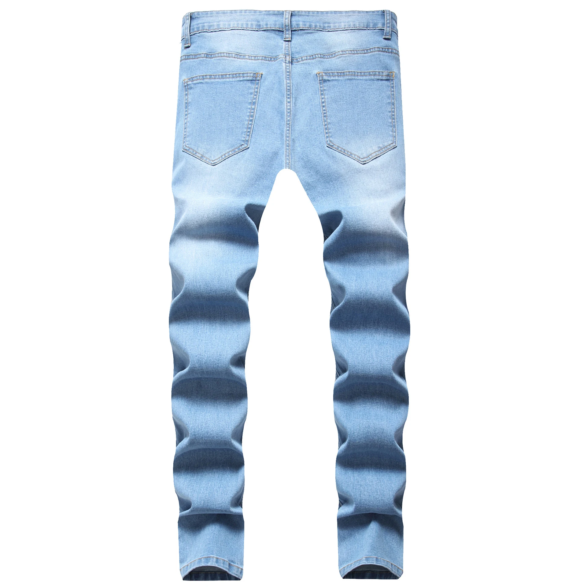 Jeans Slim Rectos de Hombre con Agujeros Estilo Vintage, Ajuste Moderno, Comodidad y Durabilidad para un Look Casual y Atractivo. — foto 5