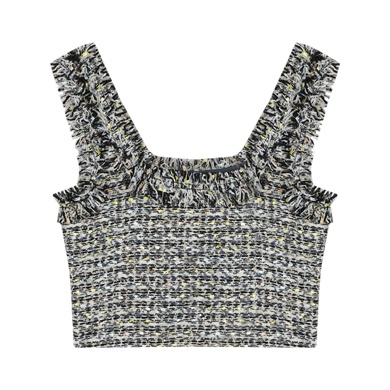 Title 2, Top corto da donna con spalline e nappe, aderen...