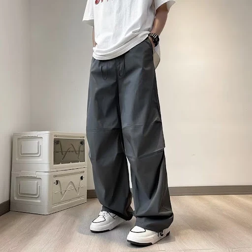 Title 16, Drawstring Pleated Loose Casual Pants, Straight...