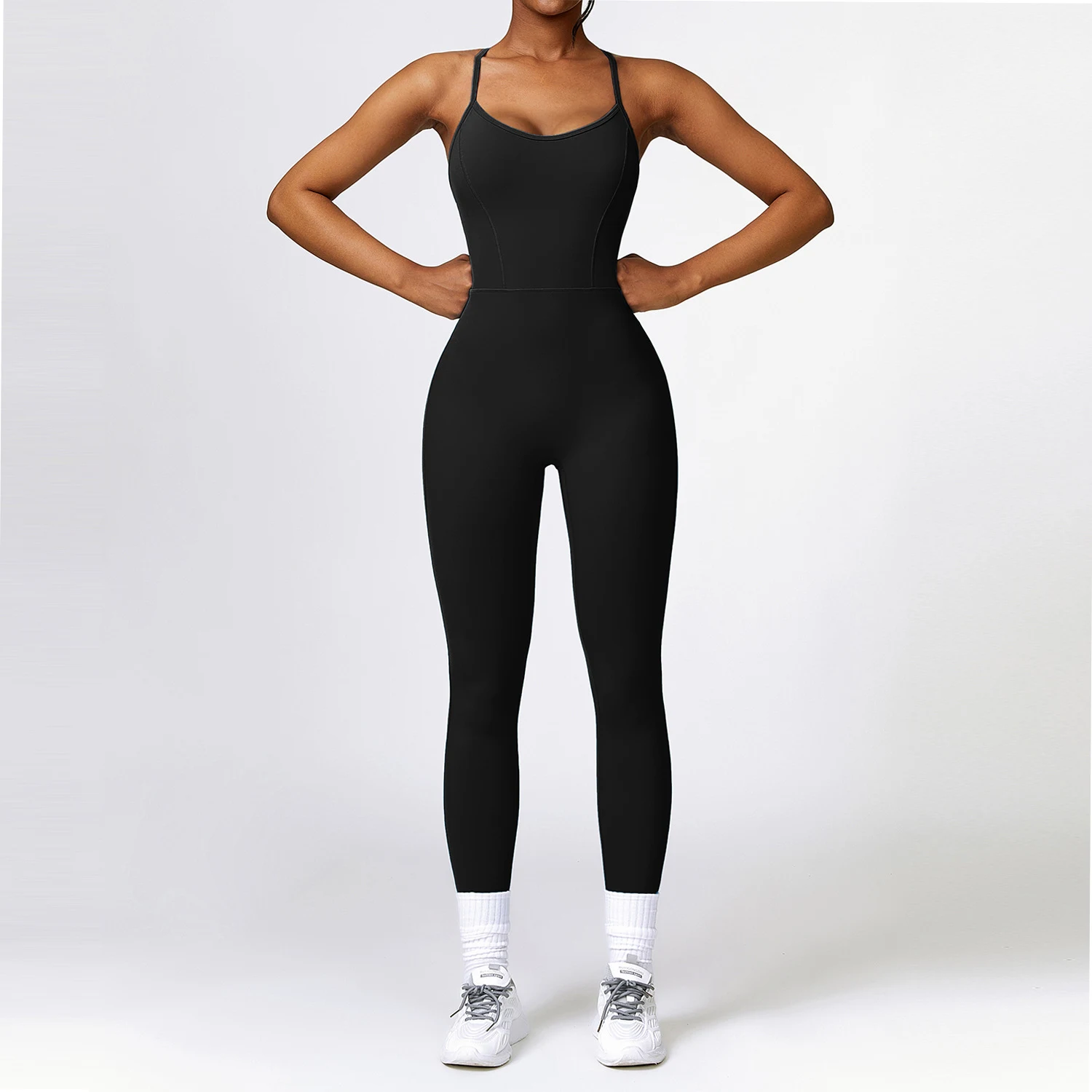 Beauty Back Yoga Tek Parça Spor Fitness Taytı. Vücudu saran, destekleyici ve antrenmanlarınız için mükemmel bir seçim. — Fotoğraf 18