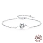 Pulseira de moda com moissanita cravejada em garra, prata S925 esterlina, luxo simples, bracelete feminino elegante. — foto 5