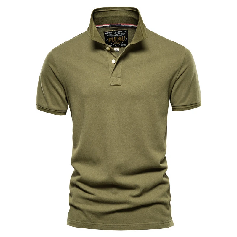Men's Casual Polo Shirt Fashion Solid Color Cotton Short Sleeve T-shirt Comfortable Summer Wear — photo 8