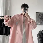 Camisa corrente masculina manga longa Blusa branca Jaqueta uniforme solta Casual Conforto e estilo para uso diário — foto 6