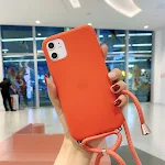 Capa de silicone de cor sólida com cordão para iPhone 11, compatível com Apple, à prova de quedas. Proteção elegante. — foto 7