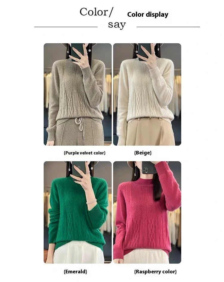 Title 6, Autumn And Winter Mock Neck Sweater Fashion Pul...