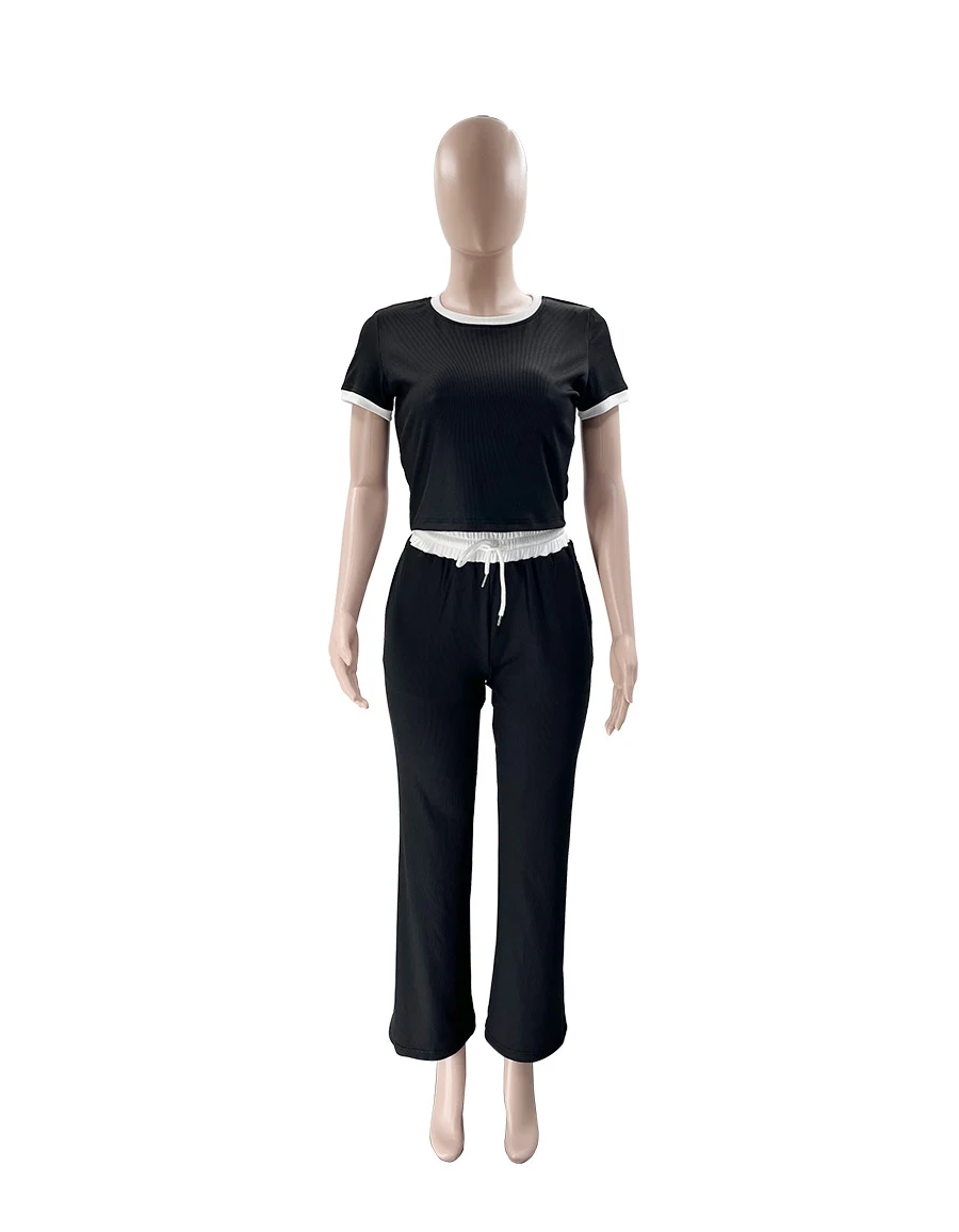 Title 20, Round Neck Contrast Color Womens Fashion Casua...