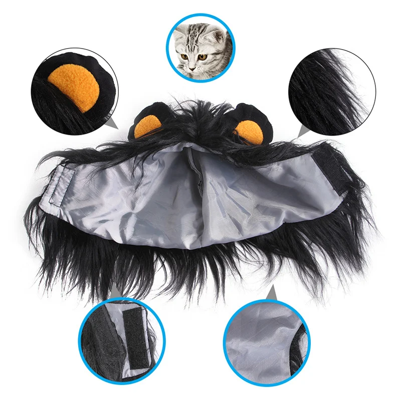 Title 5, Pet Cat Headgear Wig Hat, Funny Cat Dress Up, P...