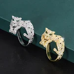 Anel feminino de moda retrô com estampa de leopardo esmeralda e leopardo branco, design bicolor, um toque elegante e moderno. — foto 11