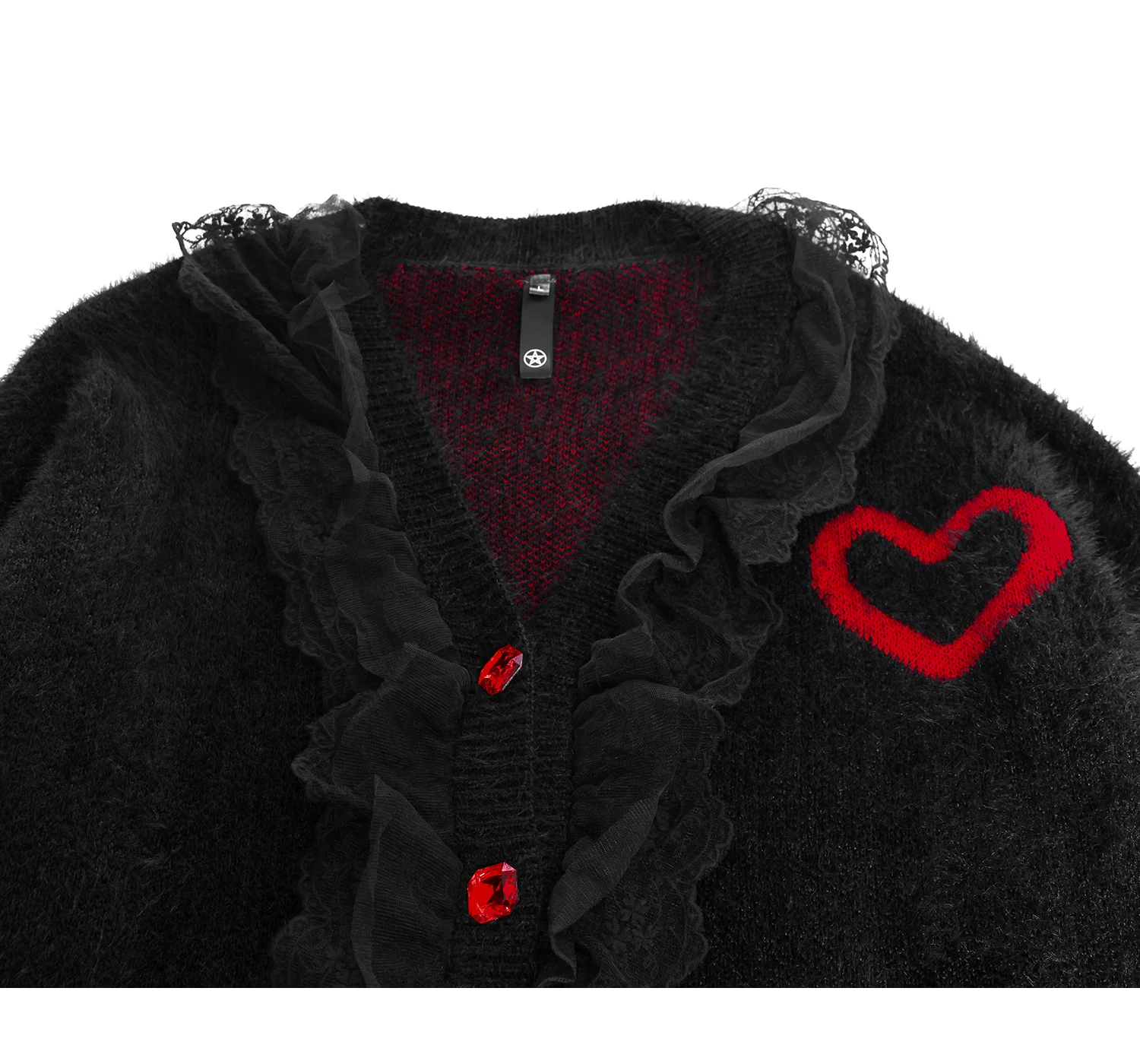 Title 6, Casaco suéter decorativo vermelho com cruz amor...