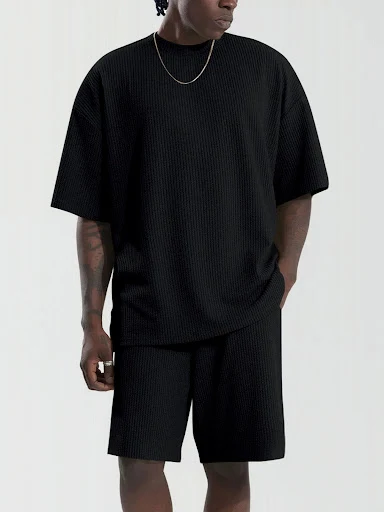 Title 7, Mens Loose Short Sleeve Suit Sports Casual Tex...
