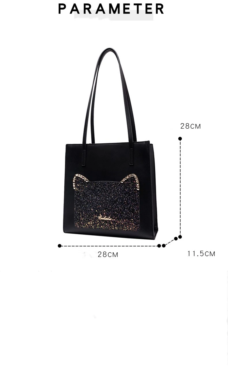 Title 1, Nova Bolsa de Ombro com Lantejoulas Gato Fofo G...