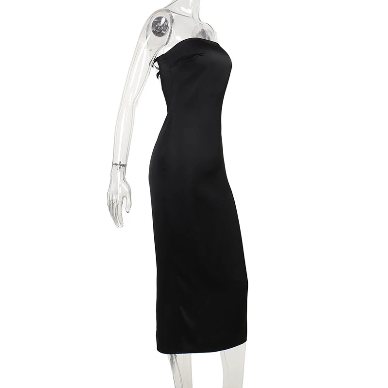 Vrouwen Satin Backless Simple Tube Top Jurk. Een elegante en comfortabele jurk, ideaal voor speciale gelegenheden en avonden uit. — foto 6