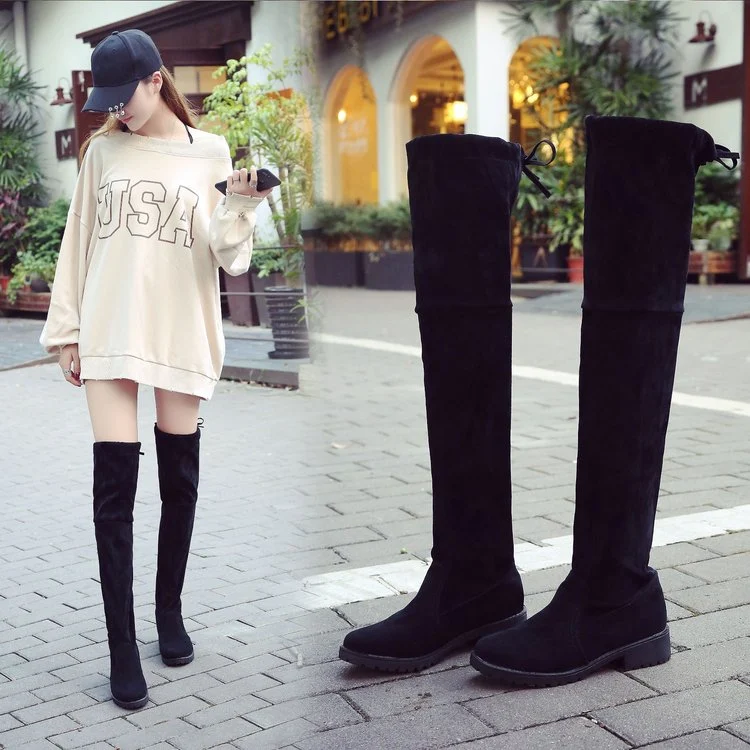 Title 4, Botas femininas pretas over the knee de cano al...