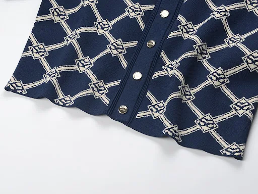 Title 3, Womens Top and Skirt Suit Rhombus Knitted Swea...