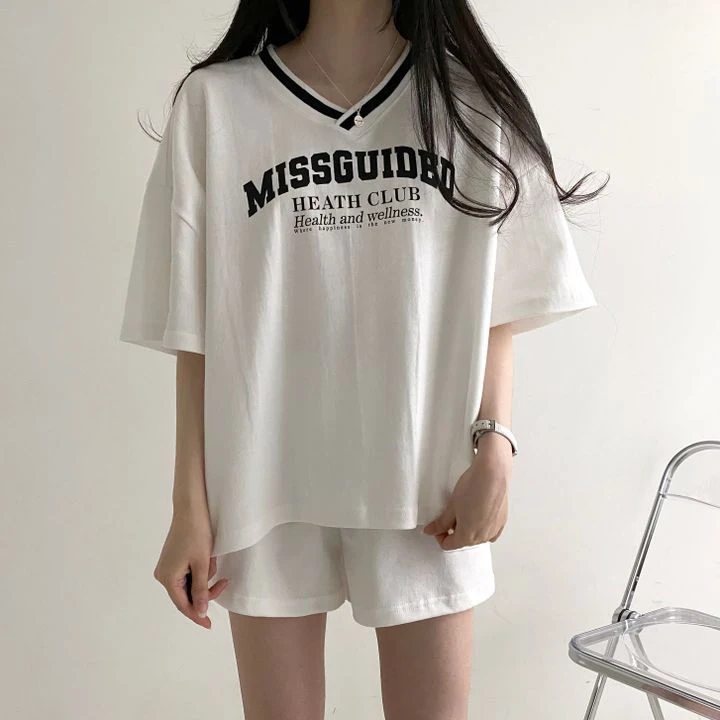 Title 9, V-neck Womens Short-sleeved Shorts Two-piece S...