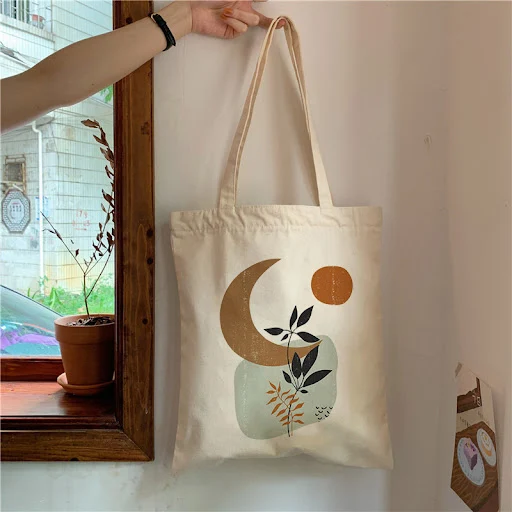Title 6, Bolsa de lona com estampa de plantas para estud...