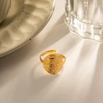 Anel feminino retrô lava redondo de aço titânio, combina com tudo, design versátil e elegante para complementar qualquer look. — foto 9