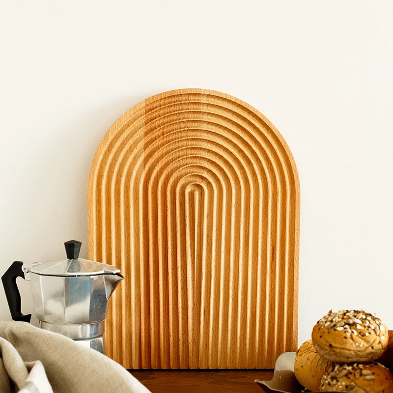 Title 1, Geometric wooden tray for stylish serving. Perf...