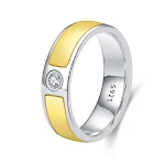 Anel de casal em prata S925 bicolor, moda romântica e moderna, perfeito para celebrar o amor, design exclusivo para ele e ela. — foto 3