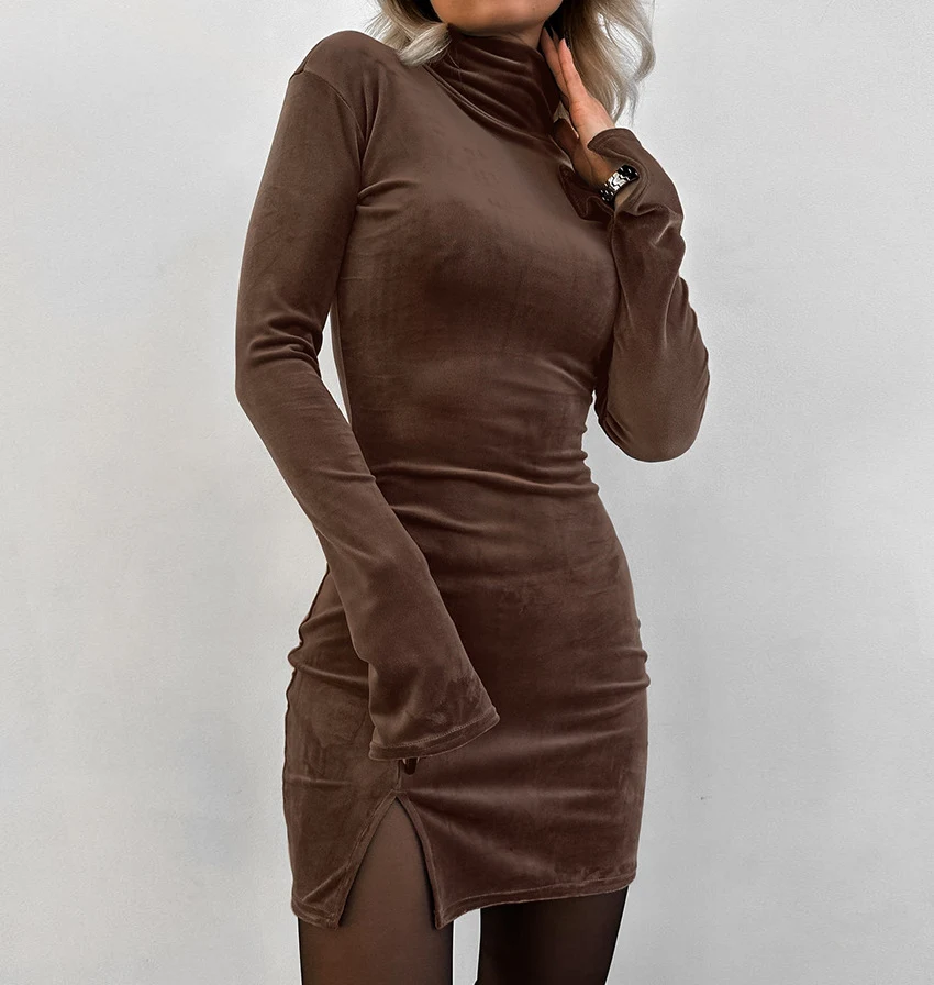 Title 12, Black Silver Fox Velvet Turtleneck Long Sleeve ...