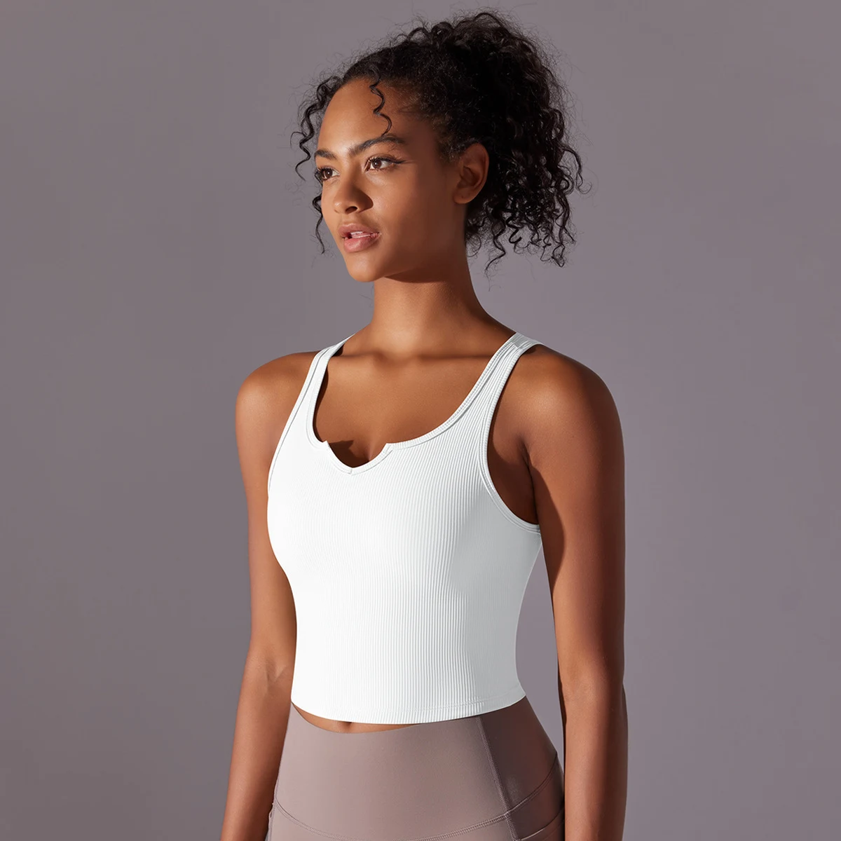 Women's Fashion Seamless V-neck Thread Sports Yoga Vest for workouts. Comfortable, breathable, and supportive. Perfect f — photo 13
