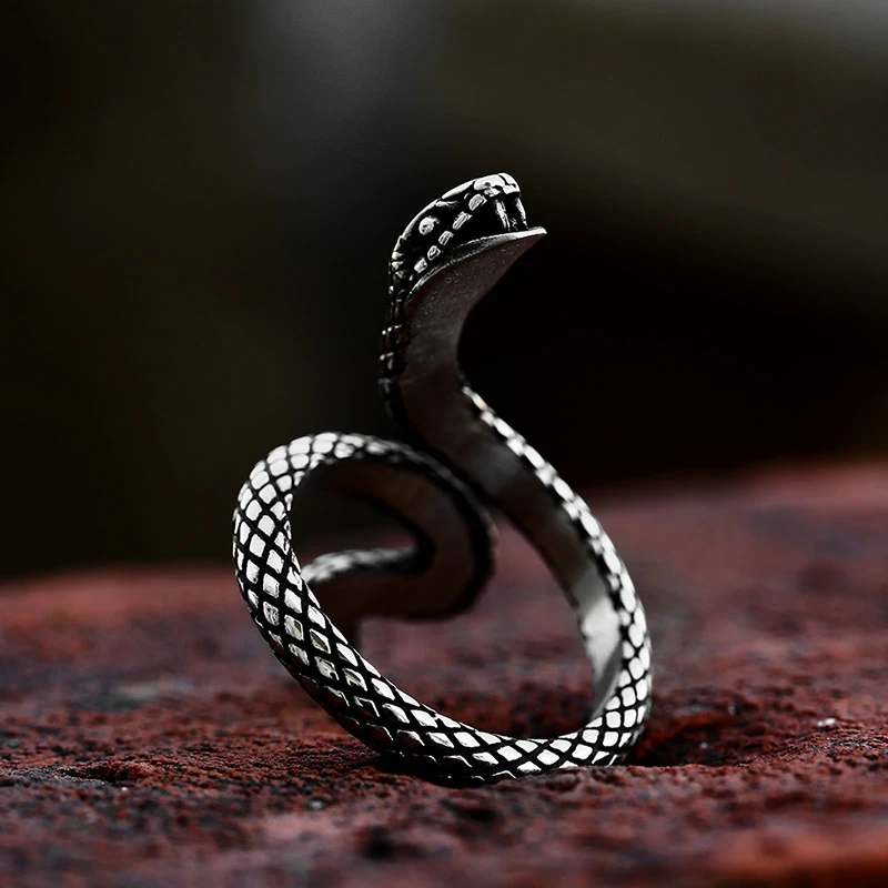 Anel de Cobra Simples em Aço Inoxidável Ornamento Retrô. Design vintage elegante. Ideal para uso diário. Presente perfeito. Durabilidade e estilo. — foto 5