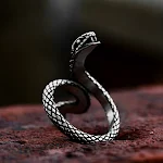 Anel de Cobra Simples em Aço Inoxidável Ornamento Retrô. Design vintage elegante. Ideal para uso diário. Presente perfeito. Durabilidade e estilo. — foto 5