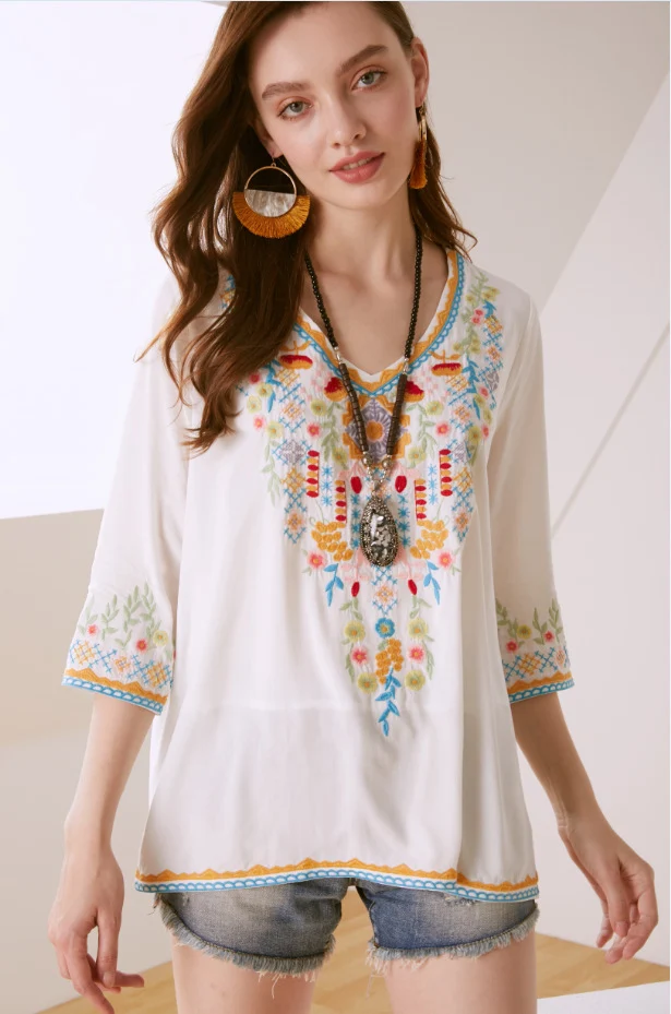Title 6, Womens Fashion Embroidery Loose And Slim Shirt