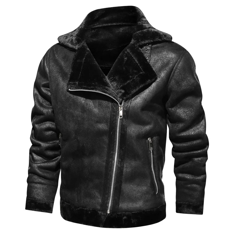 Title 6, Winter lapel leather jacket plus velvet thick c...