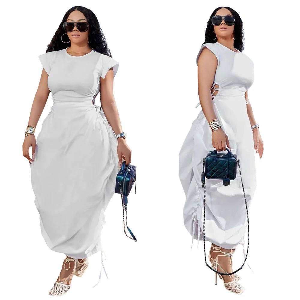 Title 14, Womens Clothing Round Neck Waist Trimming Bud ...