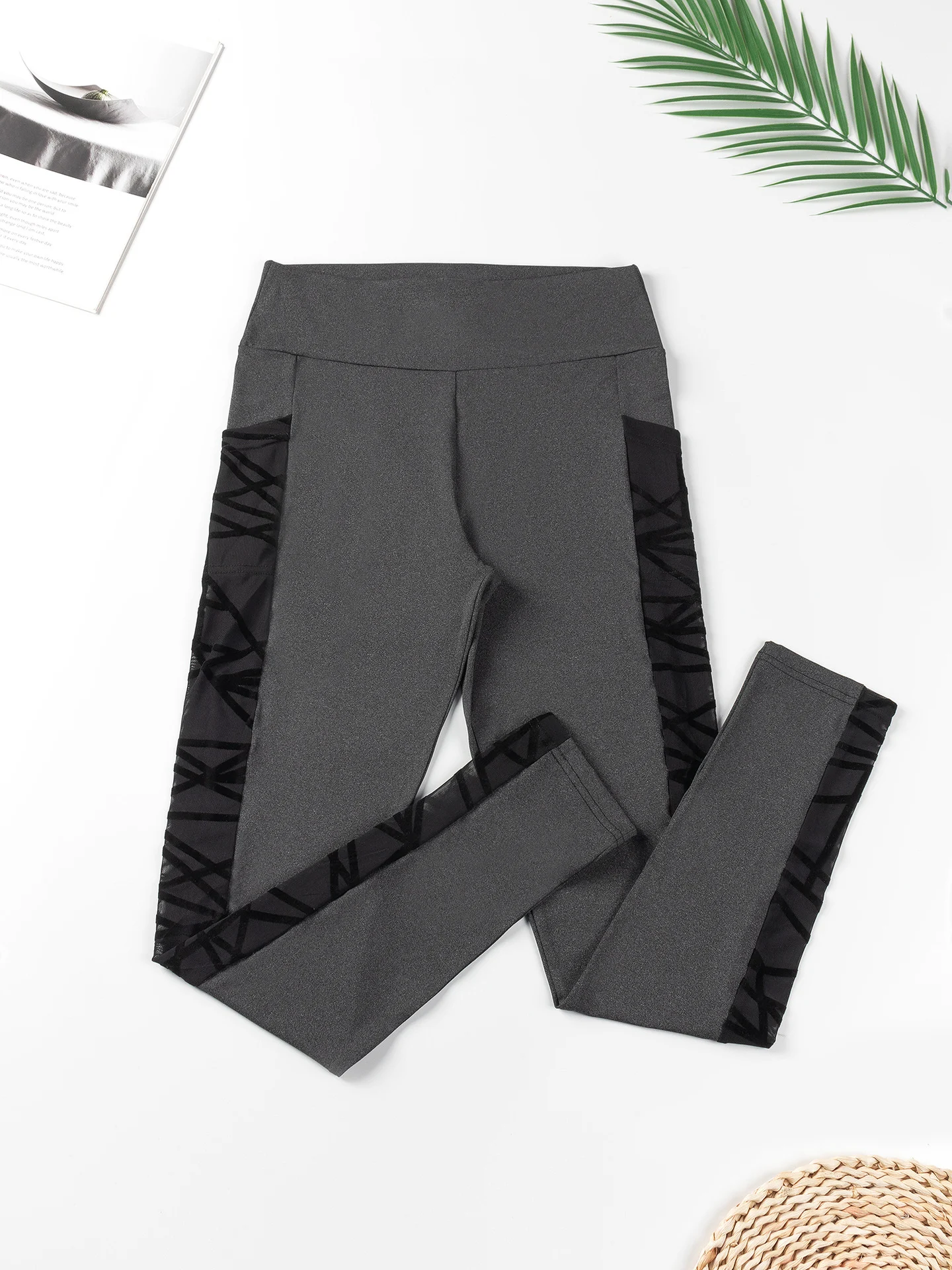 Yoga Primer Plus Size Mesh-Stitching Yoga-kleding, heup-lift en buikvormende sport- en fitness-hardloopbroek voor dames. — foto 15