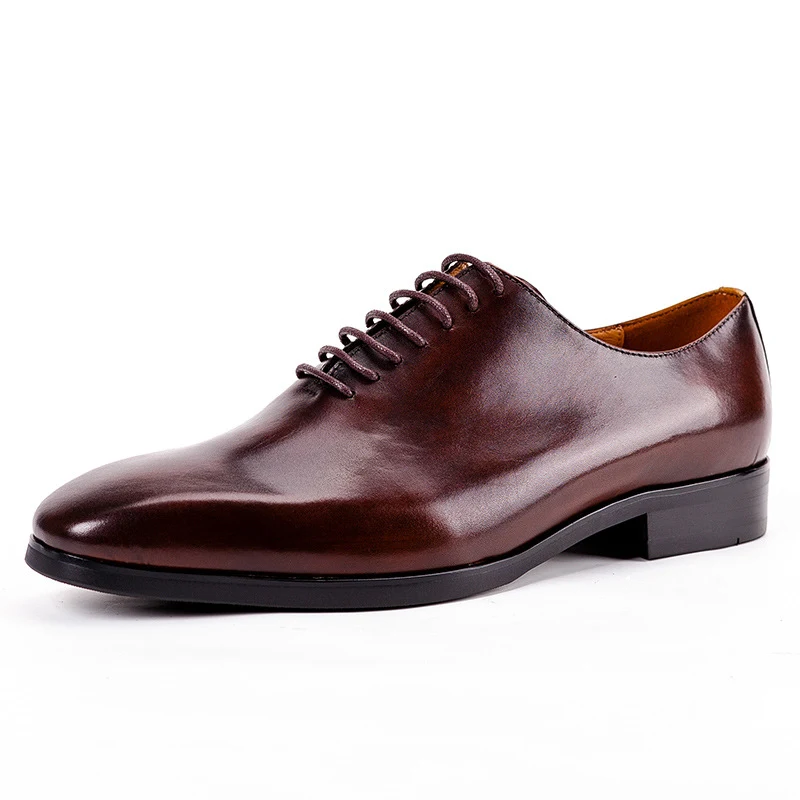 Title 4, Mens Black Leather Formal Business Shoes, Poin...