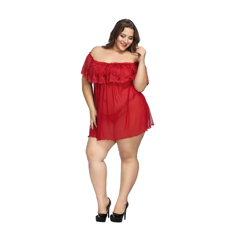 Title 15, Pijama de renda plus size Seduction, estilo ves...