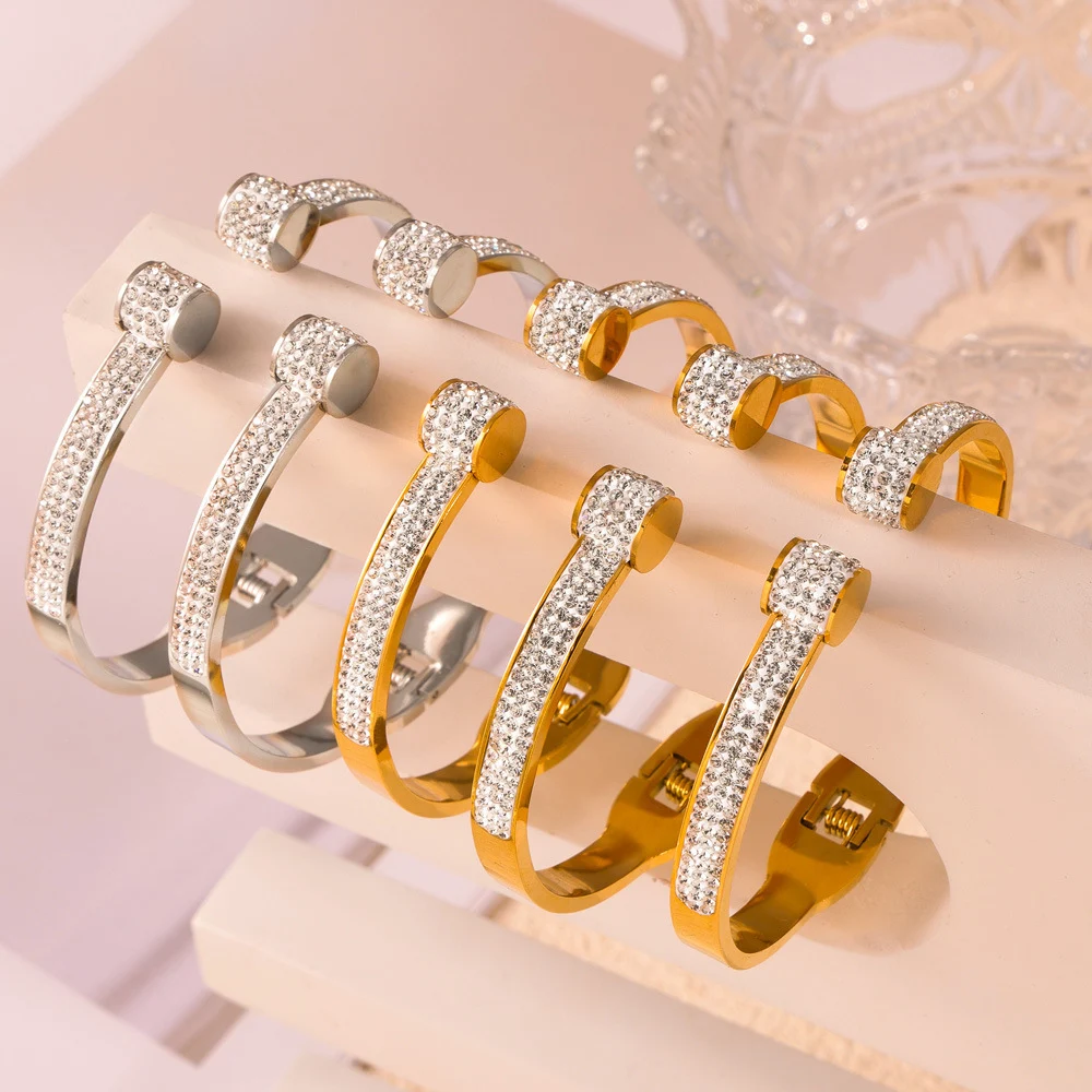 Pulseira Design Luxo Leve Aço Titânio Banhado a Ouro Corrente Ossos de Serpente Conjunto Sofisticado Para Mulheres Modernas — foto 16