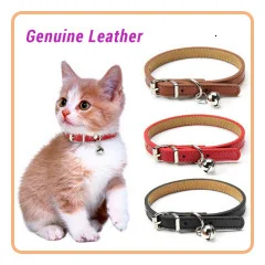 Title 4, Soft PU Leather Cat Collar With Bell Safety Ant...
