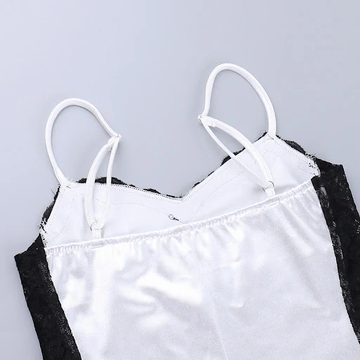 Title 14, Lace Stitching Satin Dress Women