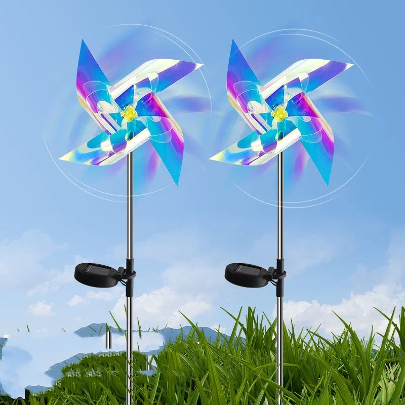 Title 5, LED Solar Laser Magic Color Windmill Ground Plu...
