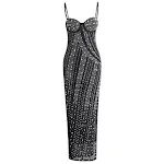 Net Drill Rhinestone Split Strap Dress, a stylish choice for special events. Highlight your figure and feel confident an — photo 4