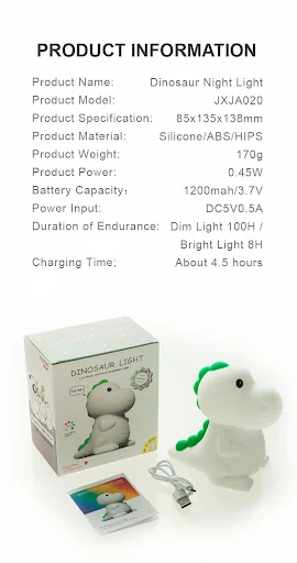 Title 1, Dinosaur silicone lamp cartoon childrens night...