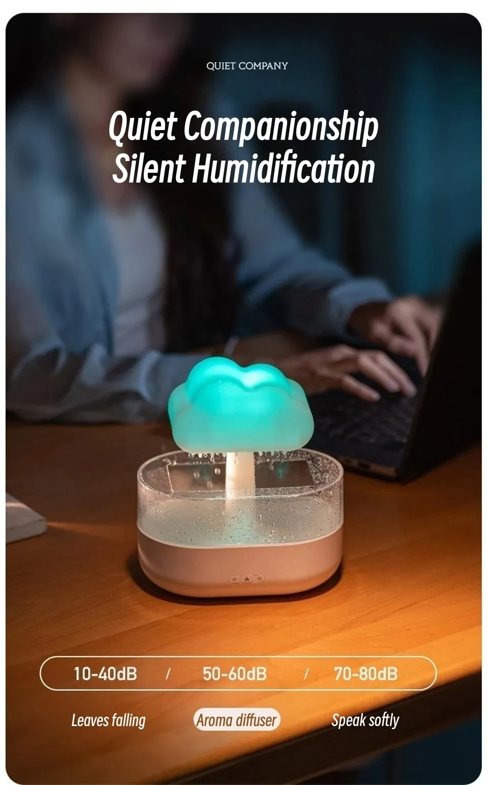 Title 7, Rain Cloud Night Light Humidifier with Raindrop...