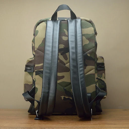 Title 2, Fashion Camouflage Canvas and Leather Backpack,...