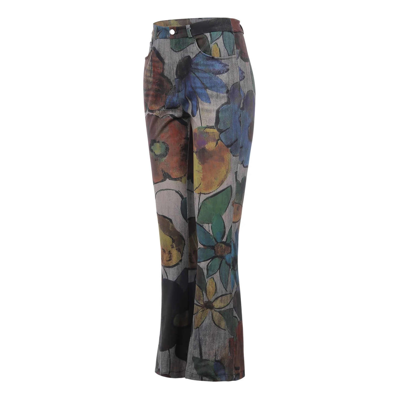Pantaloni casual taglie forti da donna, floreali e sottili. Stile europeo e americano per un comfort quotidiano e un look fresco. — foto 11