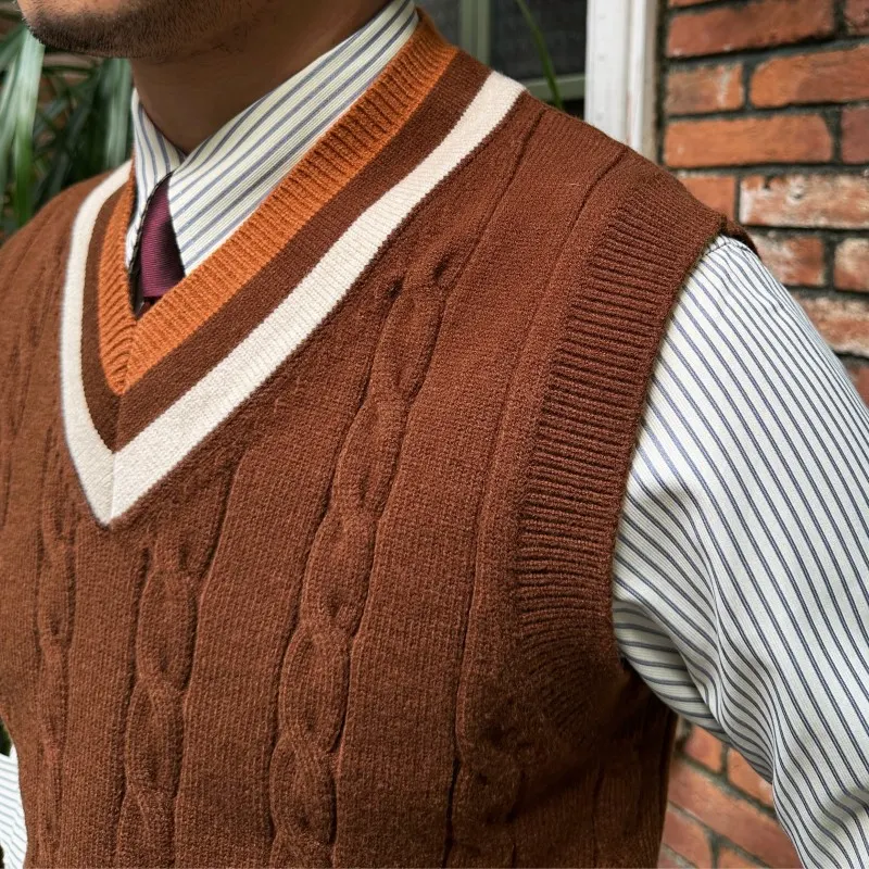 Title 9, Strickweste Herren ärmellos Retro-Pullover Unte...