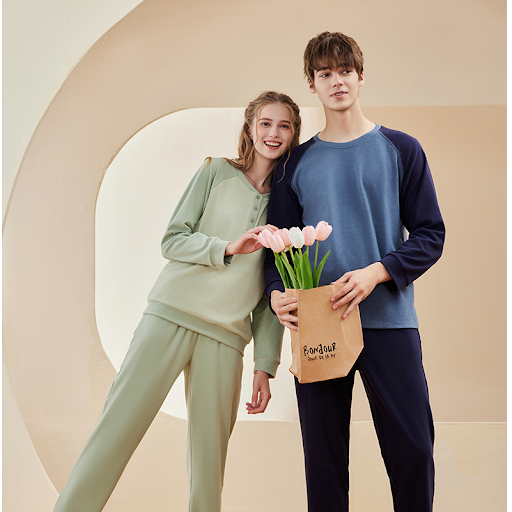Title 2, Pijama de casal Dralon com cores contrastantes,...