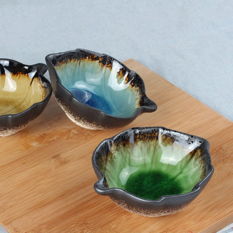 Title 7, Ice Crackle Glaze Ceramic Leaf Shaped Bowl for ...